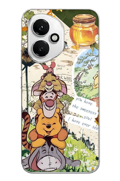 Honor 400 Compatible Vintage Winnie Pooh Collage Pattern Transparent Phone Case