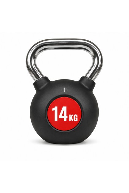14KG Rubber Coated Kettlebell with Chrome Handle | Premium Strength Training Weight for Functional Fitness, Home Gym, Cross Training & Full Body Workouts