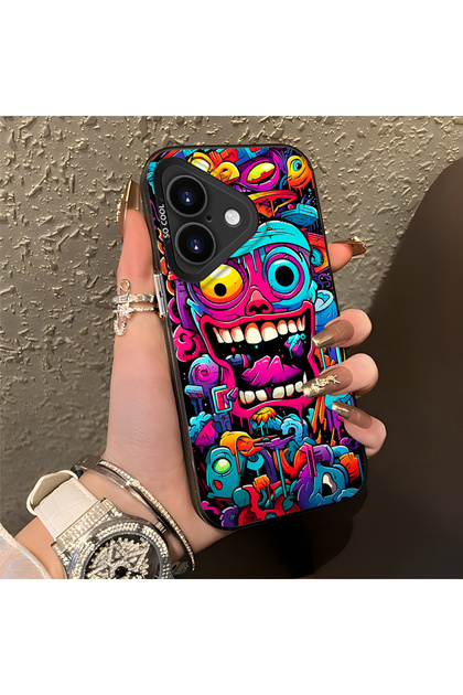 iPhone 17 Compatible Silicone Edge Hard Back Case Couple Phone Case with Line Pattern