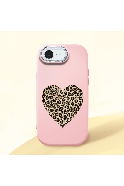 iPhone 16E Compatible Case with Camera Protector Pink Silicone Couple Phone Case with Heart Pattern