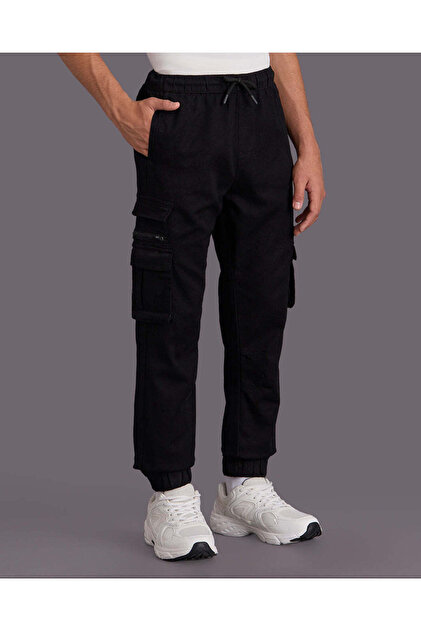 Senior Boys Black Cargo Jogger