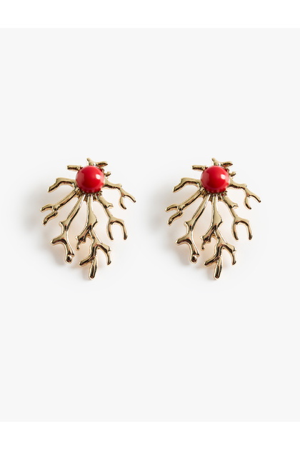 Stone Detailed Abstract Earrings