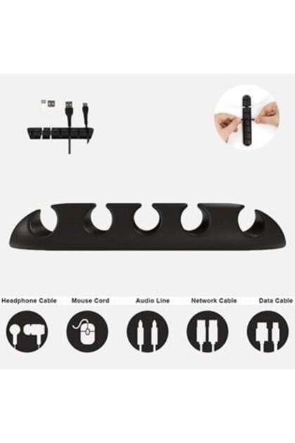 Organizator de cabluri din plastic negru 13 x 2.1 cm