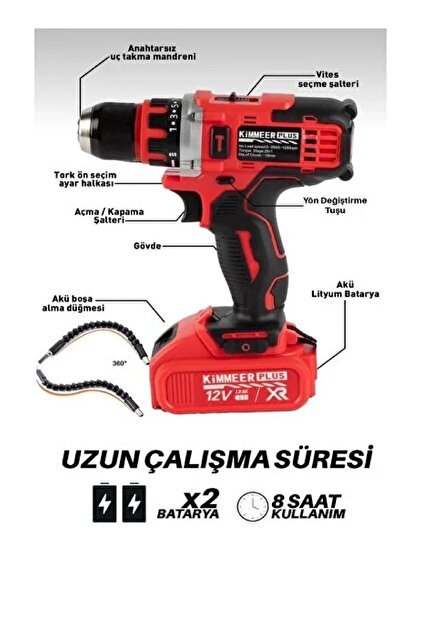 powertools 24 PARÇA FULL SETLİ ÇİFT LİON BATARYALI ŞARJLI ÇELİK