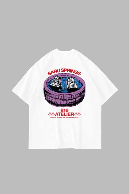 Saru Springs Back Printed White Oversize Tshirt