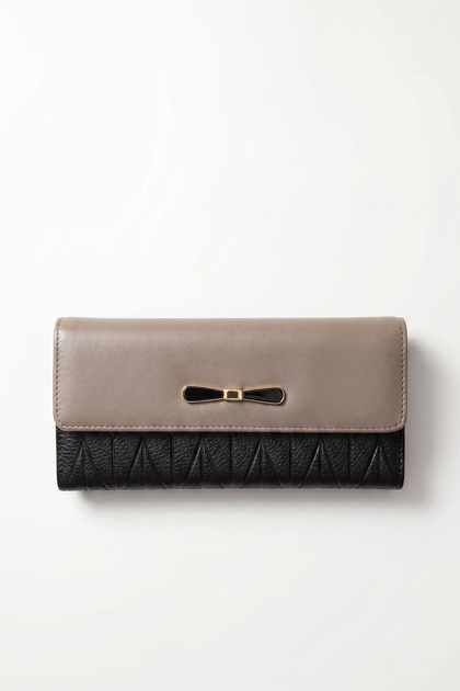 Gray Black Genuine Leather Large Size Women's Phone Card and Money Wallet Lv910092