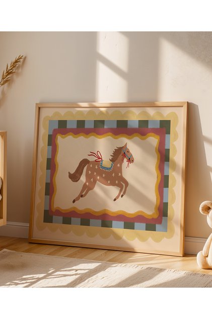 Bebek Ve Çocuk Odası Duvar Dekorasyonu Masif Ahşap Çerçeveli İskandinav Boho MDF Tablo