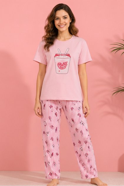 Girls Printed Pyjama Set Short Sleeve