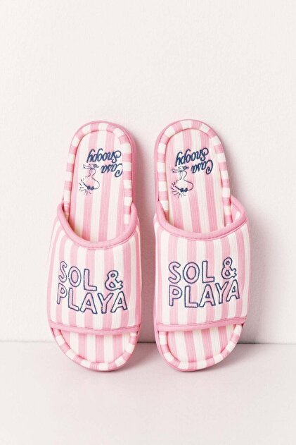 Pink Striped Slippers