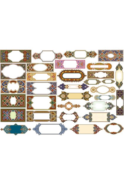Frames and Traditional Patterns Themed Sticker Set (21X31 cm 1 Set)