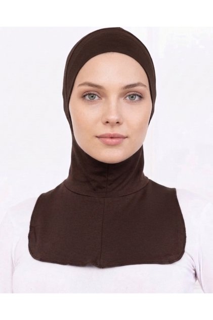 Ninja Bone Lycra Sports Cap with Neck Collar Women's Practical Hijab Headscarf Brown