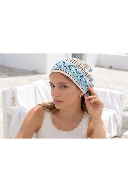 Tassel Detailed Crochet Woven Women's Bandana
