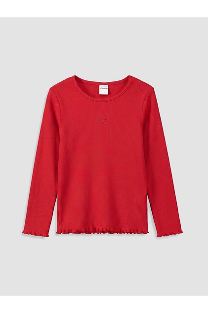 Crew Neck Embroidered Girls' T-Shirt (W6)