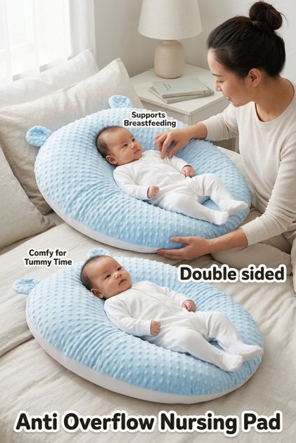 1 Double Sided Minky Mesh Anti Reflux Feeding Pillow Bottle Nursing Spine Support Wide 30 Degree Ram