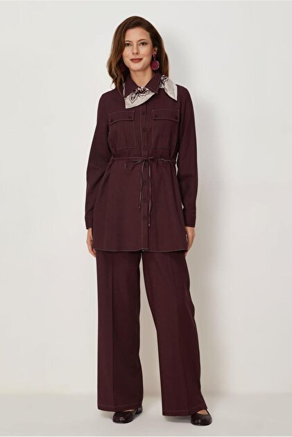 BELİ BÜZGÜLÜ PANTOLONLU TAKIM 46694