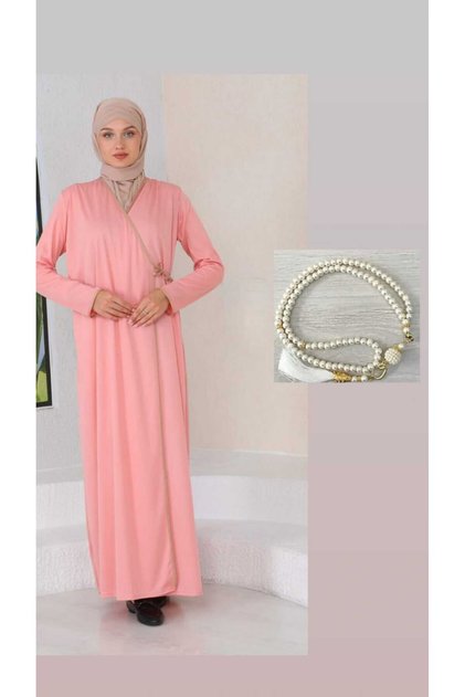 , Powder Color, Side-Fastened Prayer Dress, Prayer Beads, Dowery Set, Gift