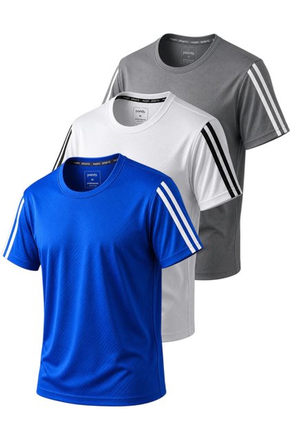 3-Piece Sleeve Stripe Quick Dry Breathable Fabric Sports T-Shirt