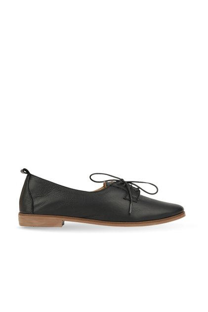 Black Leather Women's Flat Ballerinas
