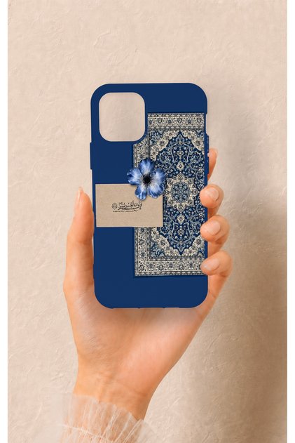iPhone 11 Pro Compatible Blue Ethnic Carpet Pattern Silicone Case