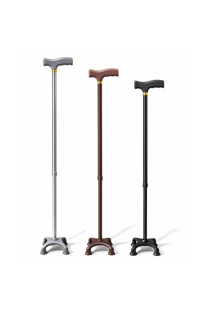 (Kahverengi) Metal 4 Ayaklı Ayarlanabilir Destek Bastonu T Saplı 102 Cm Denge Yardımcı Yürüme Bastonu