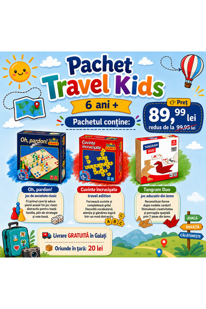 Pachet de călătorie pentru copii 6 ani+