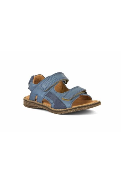 Sandale din piele cu velcro și talpă flexibilă, blugi