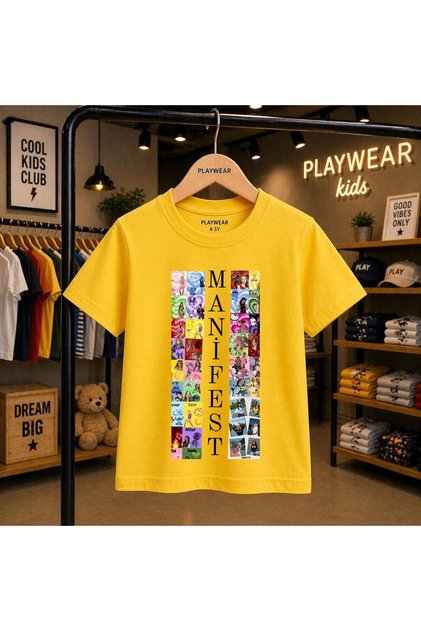 Manifest Small Picture Printed 100% Kids Unisex T-Shirt 5 6 -7 8-9 10 -11 12 Years Old
