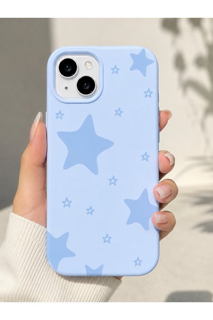 İphone 13/14/15 Uyumlu Yıldız Desenli Kadife Soft Silikon Telefon Kılıfı