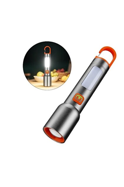 Lanternă LED reîncărcabilă 2-în-1 cu cârlig, lumină puternică direcțională sau ambientală, USB, compactă și versatilă pentru drumeții, cort sau situații de urgență, AdCos