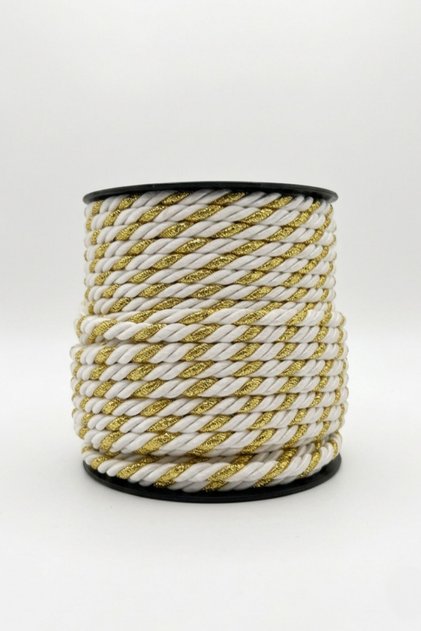 5 mm Cord Rope Cordnet 20 Meters Macrame Bag Clothing Decorative Ribbon and Knitting Cord - Color: Cream Gold Glitter