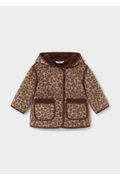 Baby Girl Coat with Hood and Plush Inside and Pockets 2434