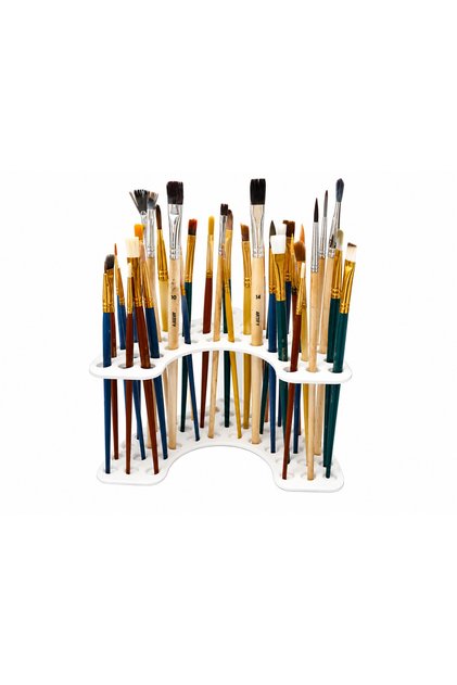 3 Piece Ergonomic Brush Stand 🖌️ Multi-Compartment Desktop Brush Organizer – Color Options Available