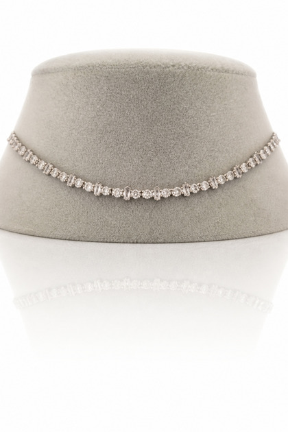 Zirkon Su Yolu Gold Choker Kolye – 925 Ayar Gümüş