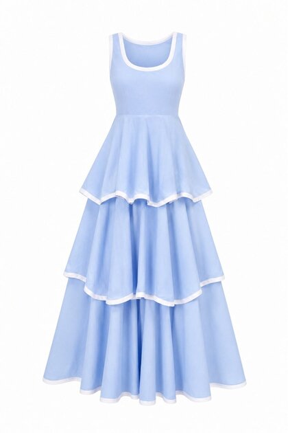 Blue Layered Dress - 1070