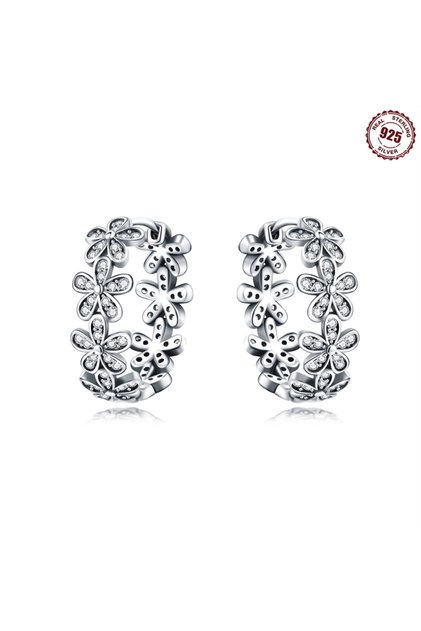 OTE4067 Real 925 Sterling Silver Hoop Earrings Colorful Zircon Bright Starry Sky Earrings Women Enga