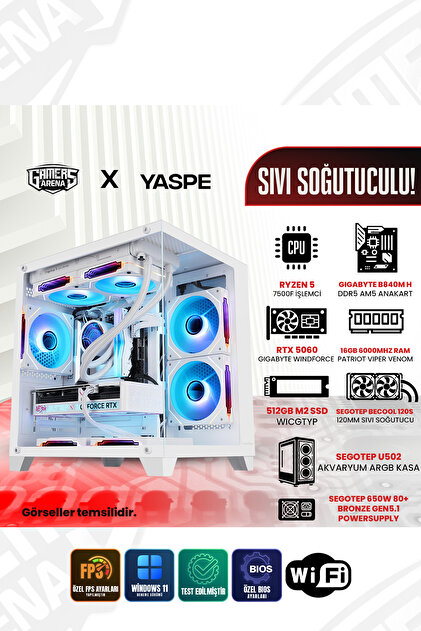 YASPE RTX5060 AMD RYZEN 5 7500F 16 GB RAM 512 GB M2 SSD 650W BEYAZ OEM PAKET