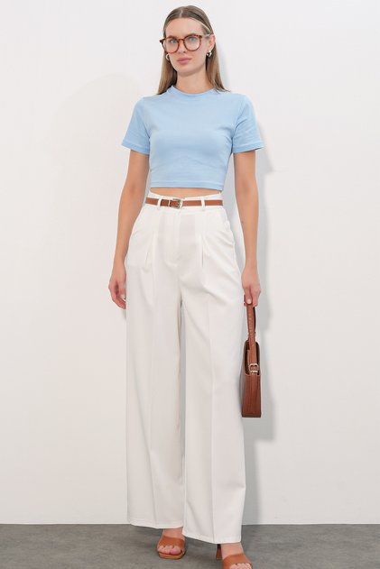 Women's High Waist Palazzo Pants 30051 - White