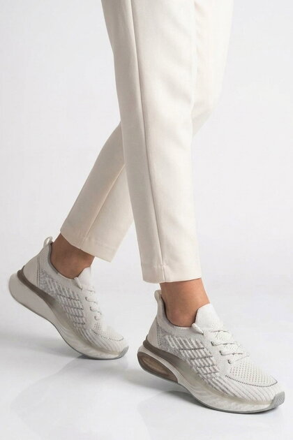 White Wide Fit Anorak Memory Comfortable Sole Women's Walking and Sports Shoes Sneaker B264 Z