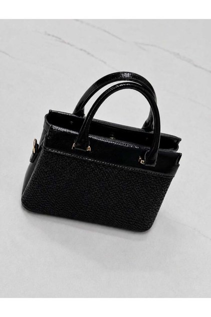 Women's Straw Woven Fabric Hand Shoulder Bag Matte Black