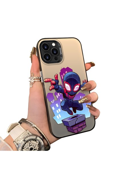 iPhone 14 Pro Compatible Silicone Edge Hard Back Case Couple Phone Case Spiderman Patterned