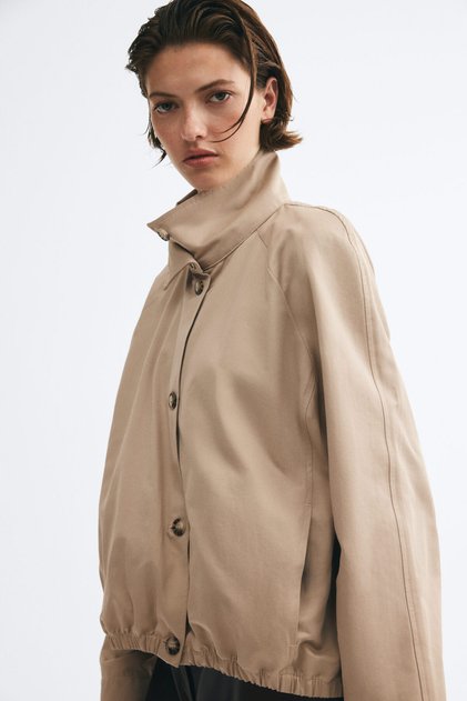 Boru Yakalı Oversize Ceket