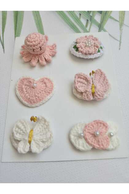 Princess Accessory for Little Hair Babies Gift Pinterest Combinations Hairless Baby Clip 6-Piece Mixed Sets Handmade Knitted Organic Baby Hair Accessories