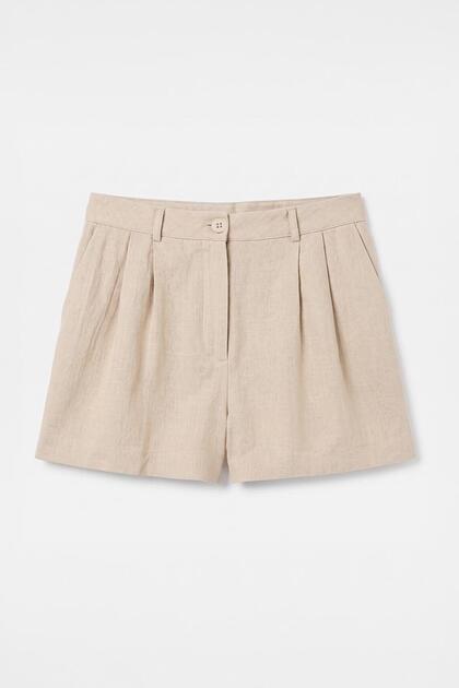 %100 Keten Mini Şort