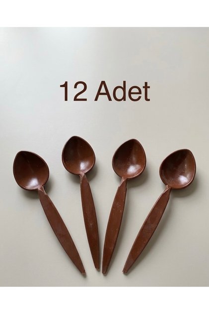 Plastic Play Spoons with Wooden Look, 12-Piece Set
