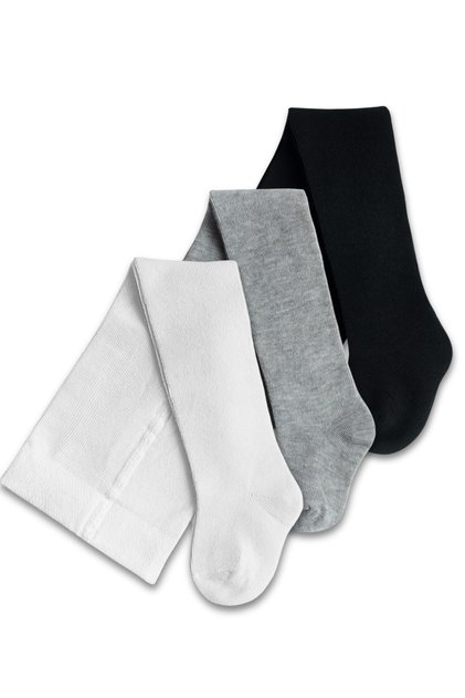 Cotton White Gray Black Pantyhose Set of 3 / Girls / Boys / Baby / Kids