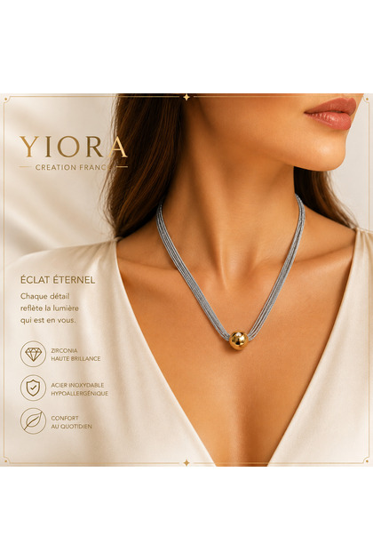 Jewelery Imported Design Luxury Multiple Chain Ball Detailed Adjustable Chain Length Double Color Necklace