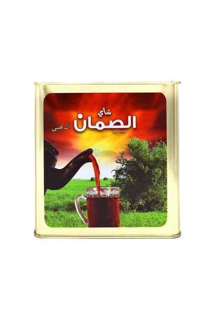 شاي الصمان اسود سيلاني ذهبي علبة معدنية مربعة - ورقة كاملة 360 جرام