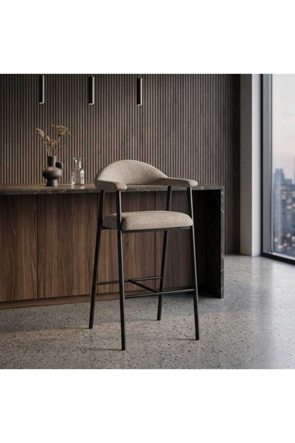 Single Fabric Bar Stool with Iron Legs