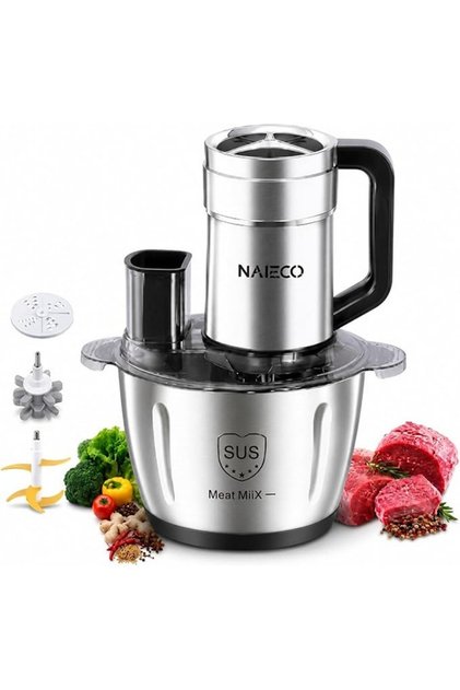 800W Electric Meat Grinder, 3.8L Stainless Steel Bowl, 6-Blade Multifunctional Meat Mincer with 3-Speed Control, Food Chopper & Processor for Meat, Vegetables, Nuts and Kitchen Use