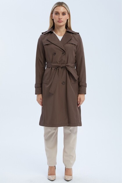 Medium Length Women's Lined Trench Coat